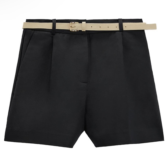 Zara belted shorts with darts and belt - black - size L - Picture 1 of 4